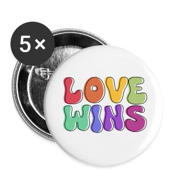 Love Wins - Buttons groß 56 mm (5er Pack) - Weiß - Vorne