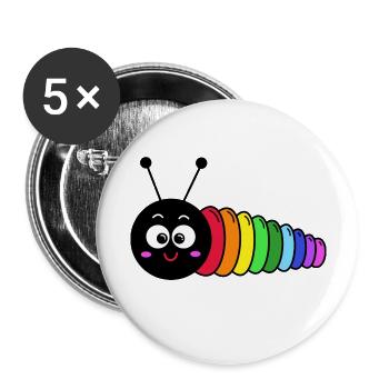 Raupe - Buttons groß 56 mm (5er Pack) - Weiß - Vorne