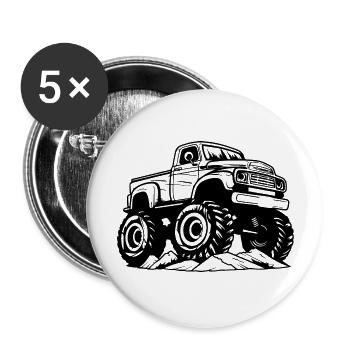Monster Truck Monster Truck Lover Fan - Buttons large 2.2''/56 mm (5-pack) - white - Front