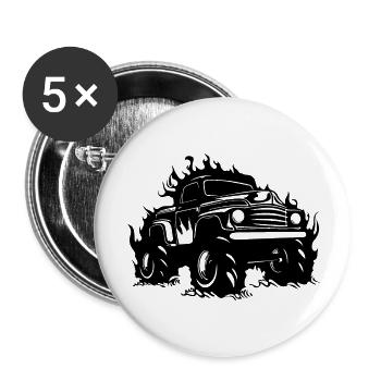Monster Truck Monster Truck Lover Fan - Lot de 5 grands badges (56 mm) - blanc - Devant
