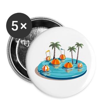 Swimming pool palm trees and balloons - Buttons large 2.2''/56 mm (5-pack) - white - Front