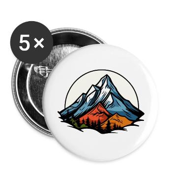 Alpen Berge Symbol - Buttons groß 56 mm (5er Pack) - Weiß - Vorne