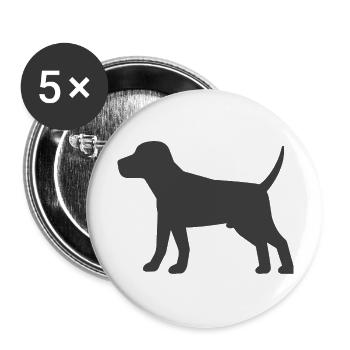 Hund - Buttons groß 56 mm (5er Pack) - Weiß - Vorne
