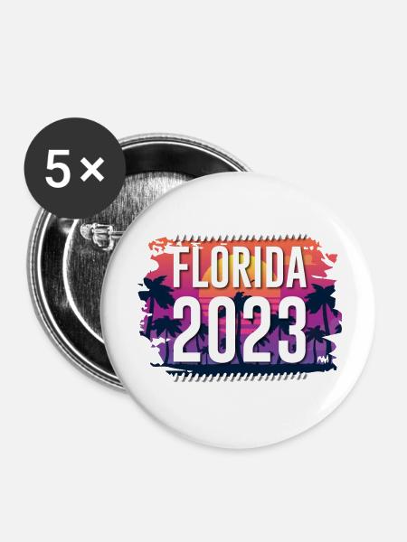 Florida 2023 - Buttons groß 56 mm (5er Pack) - Weiß
