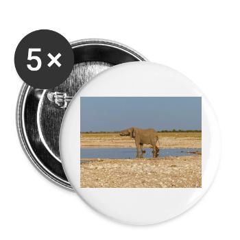 Elefant und Landschaft im Etosha Nationalpark - Buttons groß 56 mm (5er Pack) - Weiß - Vorne