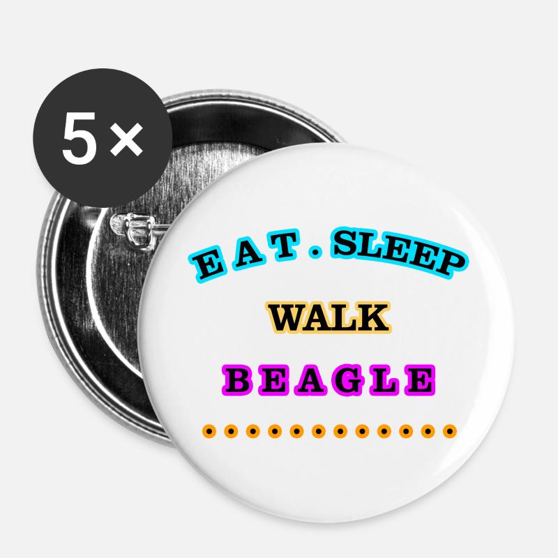 Eat, Sleep, Walk, Beagle - Buttons large 2.2''/56 mm (5-pack) - white