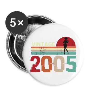 Vintage 2005 Anniversaire rétro sunset design - Lot de 5 grands badges (56 mm) - blanc - Devant