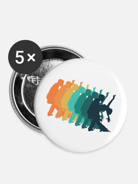 Retro-Tanz - Buttons groß 56 mm (5er Pack) - Weiß