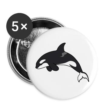 Meerestiere - Buttons groß 56 mm (5er Pack) - Weiß - Vorne
