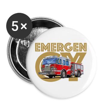 Feuerwehr Notruf - Buttons groß 56 mm (5er Pack) - Weiß - Vorne