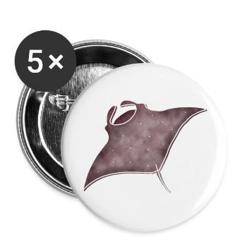 "Manta", Boho Line Art Design, Serie "Ocean" - Buttons groß 56 mm (5er Pack) - Weiß - Vorne
