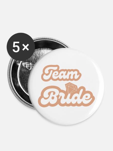 Team-Braut - Buttons groß 56 mm (5er Pack) - Weiß