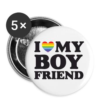 I Love My Boyfriend - LGBTQ - Buttons large 2.2''/56 mm (5-pack) - white - Front