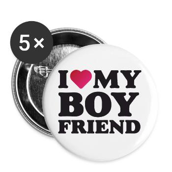 Ich liebe meinen Freund - Buttons groß 56 mm (5er Pack) - Weiß - Vorne