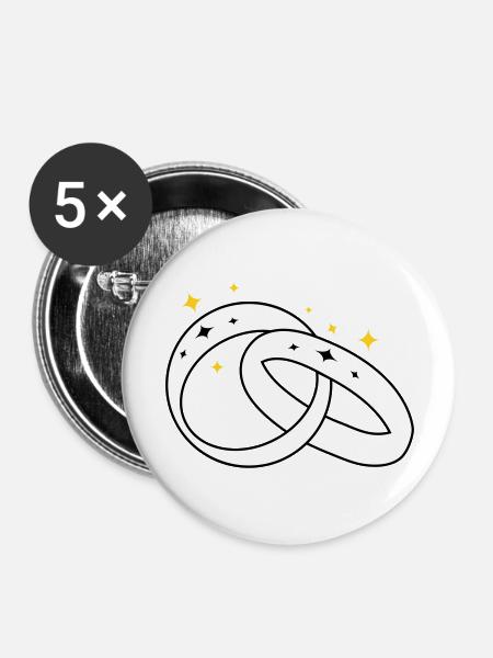 Trauringe zur Verlobung2 - Buttons groß 56 mm (5er Pack) - Weiß