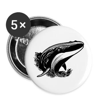 Whale Sea Fish - Buttons large 2.2''/56 mm (5-pack) - white - Front