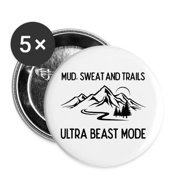 Ultra Running - Boue, sueur et sentiers - Lot de 5 grands badges (56 mm) - blanc - Devant