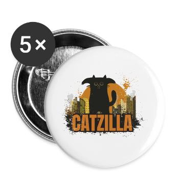 Catzilla. Cat monster - Buttons large 2.2''/56 mm (5-pack) - white - Front