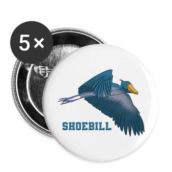 Schuhschnabel Vogel Ornithologe Wald I Geschenk - Buttons groß 56 mm (5er Pack) - Weiß - Vorne