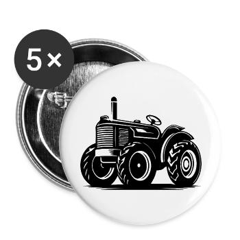 Tracteur - Lot de 5 grands badges (56 mm) - blanc - Devant