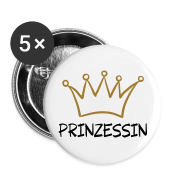 PRINZESSIN 2 - Buttons groß 56 mm (5er Pack) - Weiß - Vorne
