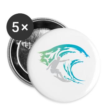 surfer wave water sea sports color icon logo - Buttons large 2.2''/56 mm (5-pack) - white - Front