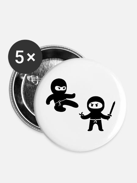 ninjas - Buttons groß 56 mm (5er Pack) - Weiß