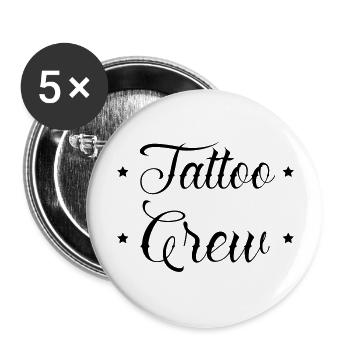 tattoo crew - Buttons groß 56 mm (5er Pack) - Weiß - Vorne