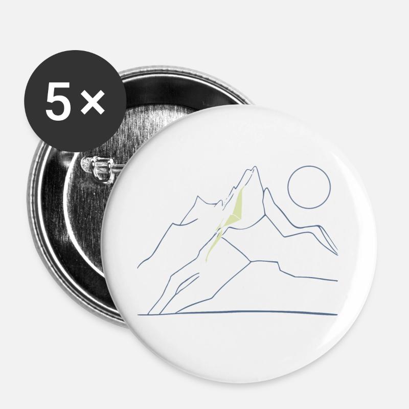 Berglinie Minimal - Buttons groß 56 mm (5er Pack) - Weiß
