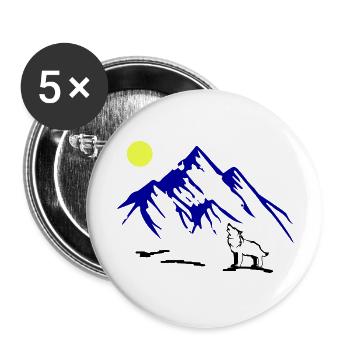 Wolf Full Moon - Buttons large 2.2''/56 mm (5-pack) - white - Front