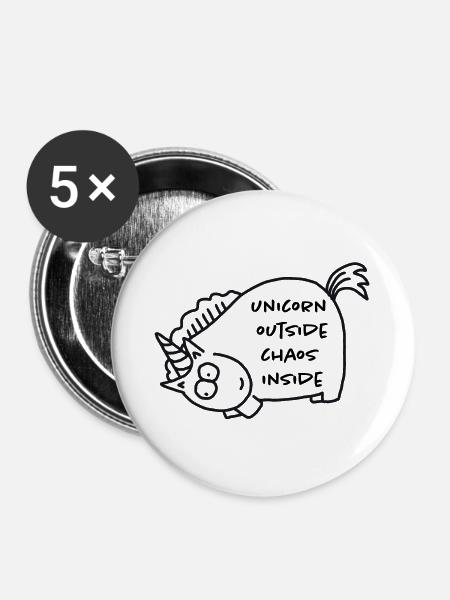 unicornoutsidechaosinside - Buttons groß 56 mm (5er Pack) - Weiß