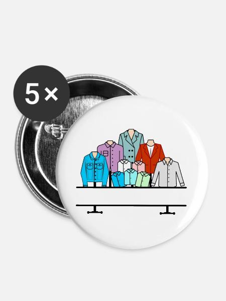 Herrenbekleidungsgeschäft - Buttons groß 56 mm (5er Pack) - Weiß