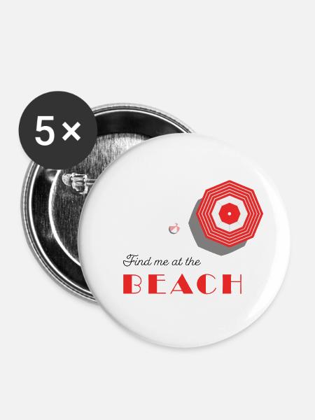 AB AN DEN STRAND - Buttons groß 56 mm (5er Pack) - Weiß