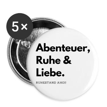 Ruhestand Ahoi! Abenteuer, Ruhe & Liebe. - Buttons groß 56 mm (5er Pack) - Weiß - Vorne