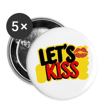 Let's Kiss: Weil Liebe in der Luft liegt! - Buttons groß 56 mm (5er Pack) - Weiß - Vorne