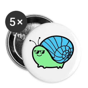 Escargot Cool - Lot de 5 grands badges (56 mm) - blanc - Devant