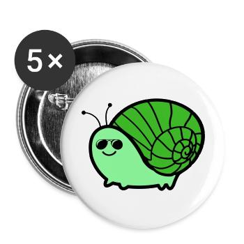 Escargot Cool - Lot de 5 grands badges (56 mm) - blanc - Devant
