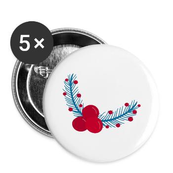 Blätter und Beeren der Weihnachtsstechpalme1 - Buttons groß 56 mm (5er Pack) - Weiß - Vorne