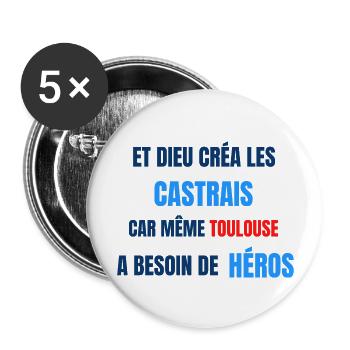 CASTRES - Lot de 5 grands badges (56 mm) - blanc - Devant