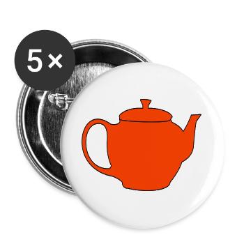 Teekanne Tee Kanne Frühstück Genuss Getränk - Buttons groß 56 mm (5er Pack) - Weiß - Vorne