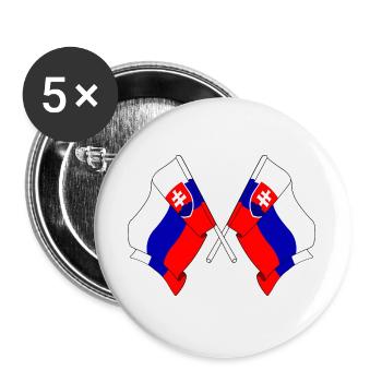Zwei Flaggen Slowakei - Buttons groß 56 mm (5er Pack) - Weiß - Vorne