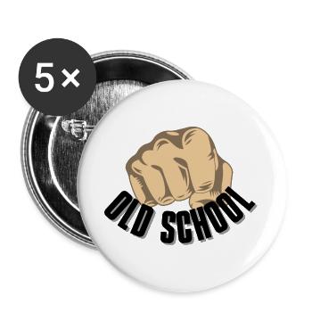 Oldschool (Vieille école) - Lot de 5 grands badges (56 mm) - blanc - Devant
