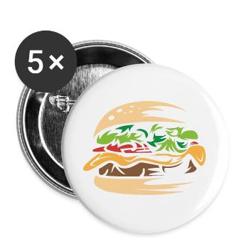 saftiger Burger selbstgemacht smash Restaurant - Buttons groß 56 mm (5er Pack) - Weiß - Vorne