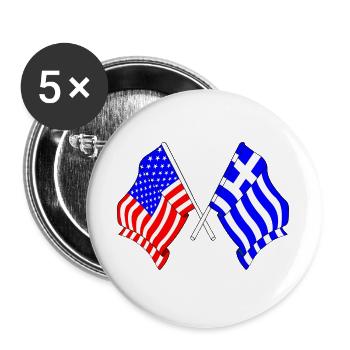 USA-Flagge und Griechenland-Flagge - Buttons groß 56 mm (5er Pack) - Weiß - Vorne