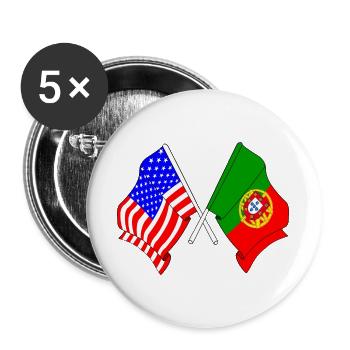 Drapeau des États-Unis et drapeau du Portugal - Lot de 5 grands badges (56 mm) - blanc - Devant