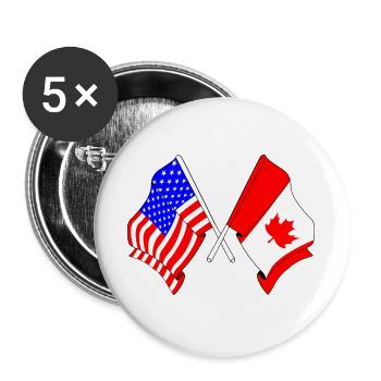 Flag USA and flag Canada - Buttons large 2.2''/56 mm (5-pack) - white - Front