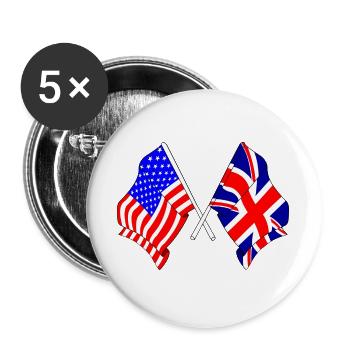 Flag USA and flag England - Buttons large 2.2''/56 mm (5-pack) - white - Front