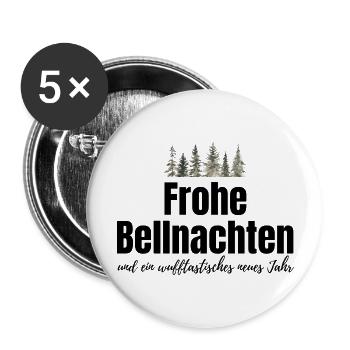 Hund Hunde Weihnachten - lustiger Weihnachtsspruch - Buttons groß 56 mm (5er Pack) - Weiß - Vorne
