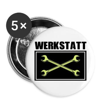 werkzeug werkstatt - Buttons groß 56 mm (5er Pack) - Weiß - Vorne