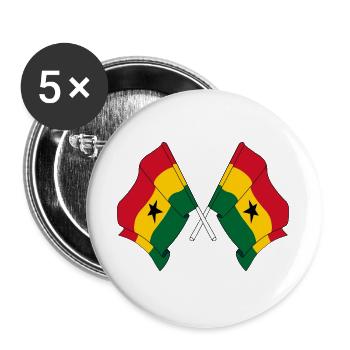 Two flags of Ghana crossed - Buttons large 2.2''/56 mm (5-pack) - white - Front